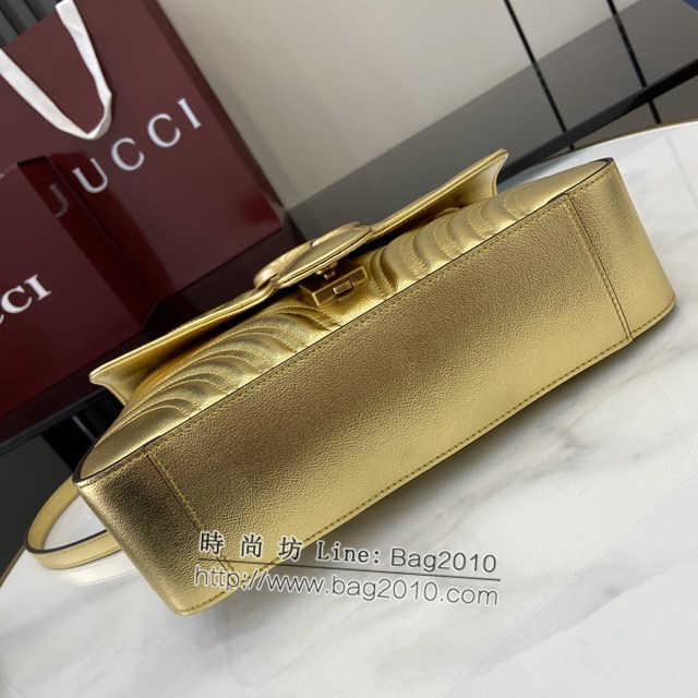 Gucci專櫃古馳最新款雙G拉鏈內袋滑鏈包單肩斜挎女包 jh2172型號：443497
